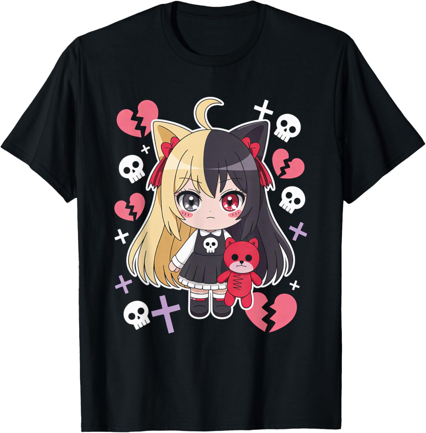 Goth Emo Girl with Teddybear Gothic Chibi Anime Girlie