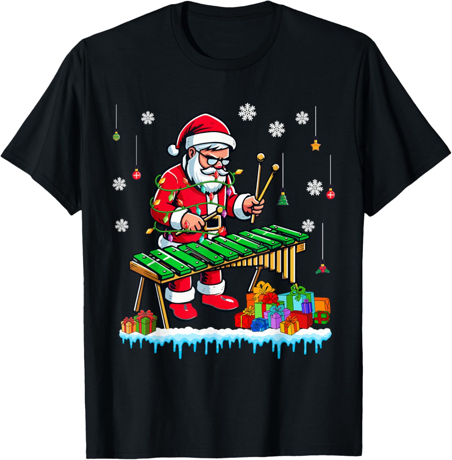 Santa Sunglasses Playing Xylophone Music Instruments Xmas
