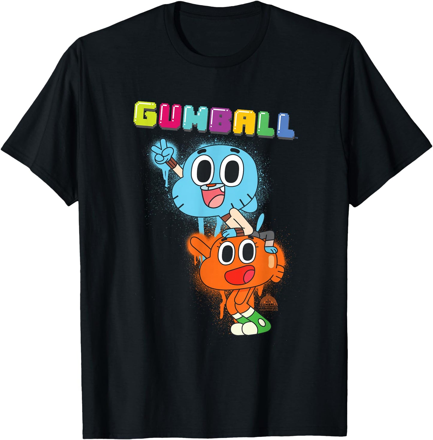 Cartoon Network The Amazing World of Gumball Gumball Spray Unisex-Adults Cat Modern V-Neck Tank Top Black Small