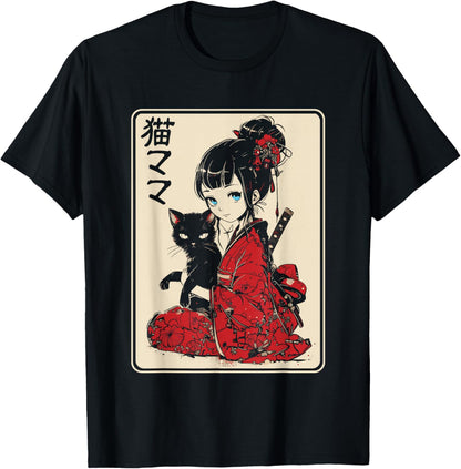 Japanese Gothic Kawaii Anime Samurai Cat Mom Woman Girls