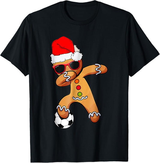 Christmas Dabbing Gingerbread Soccer Funny Xmas Men Boys