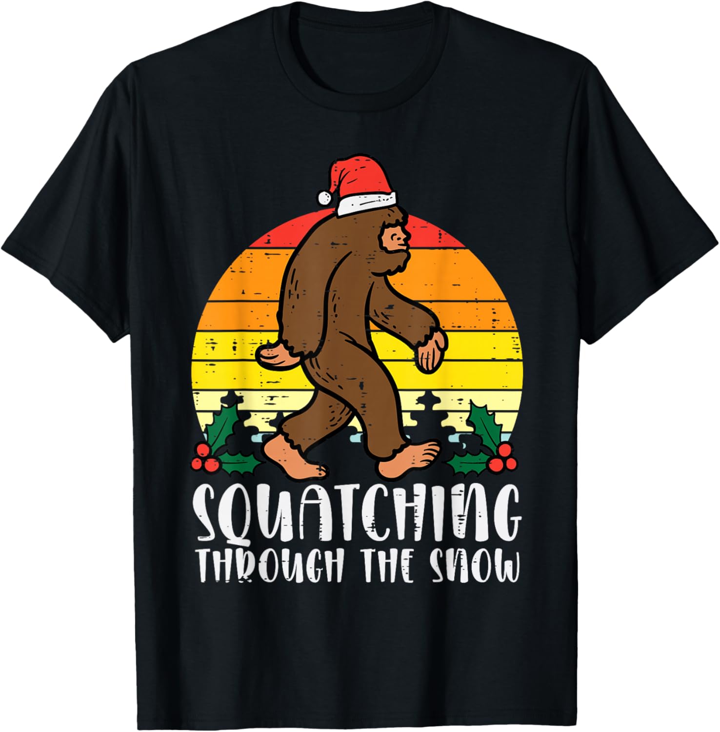 Christmas Bigfoot Squatching Through The Snow Xmas Sasquatch