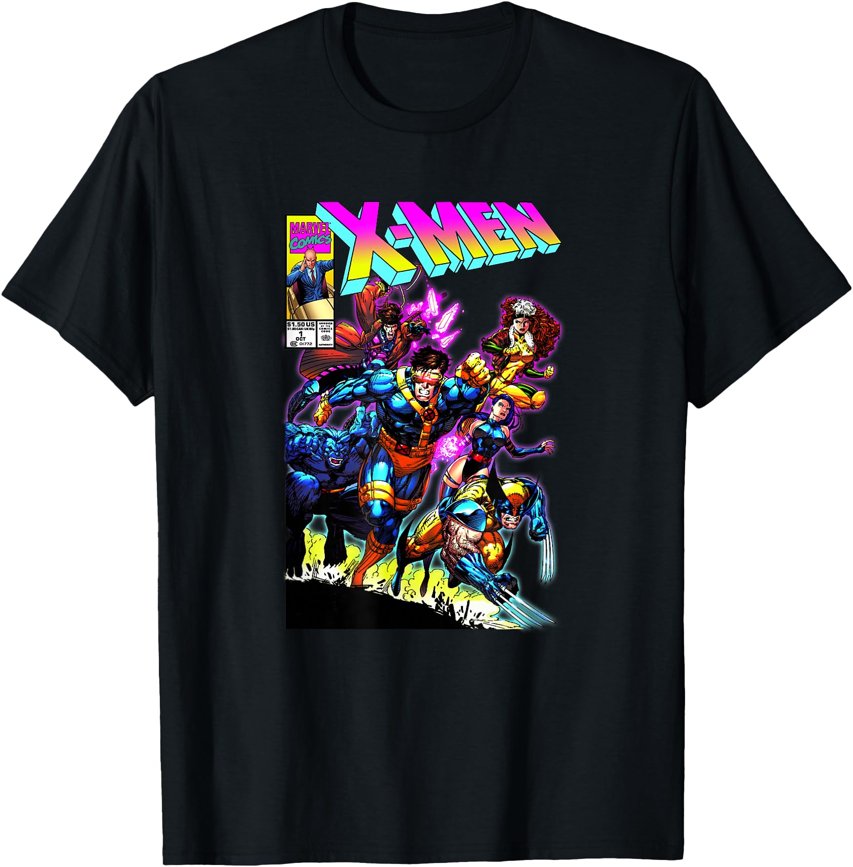 Marvel X-Men Retro Neon Group Shot Comic Book Cover