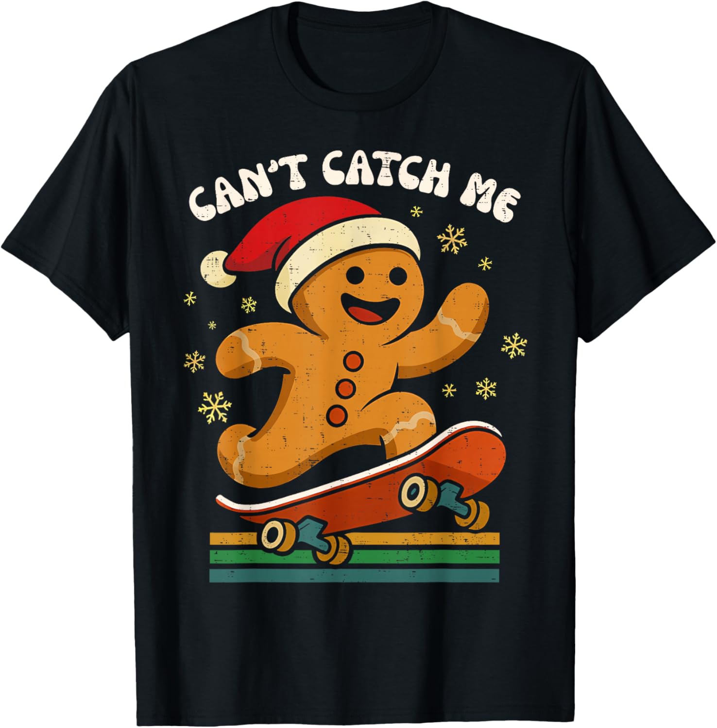 Can't Catch Me Retro Christmas Gingerbread Man Boys Kids Pjs
