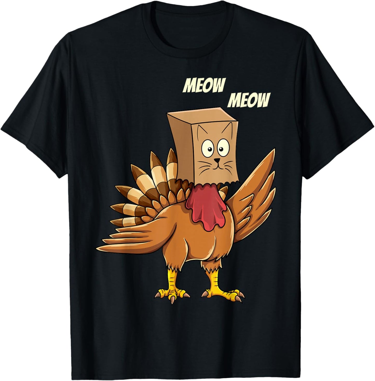 Thanksgiving Turkey Cat Meow Funny Men Women Thanksgiving