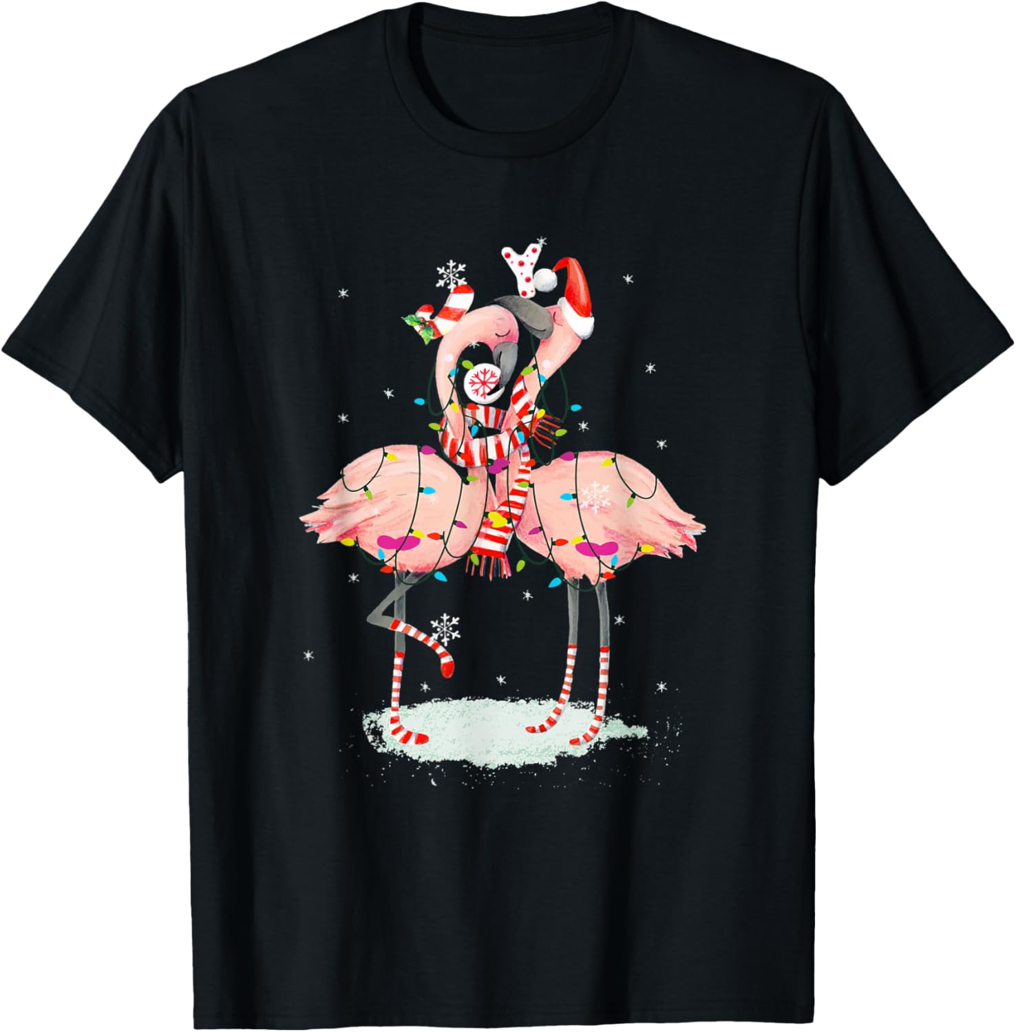 Flamingo Christmas Tree Santa Hat Xmas Light Merry Christmas