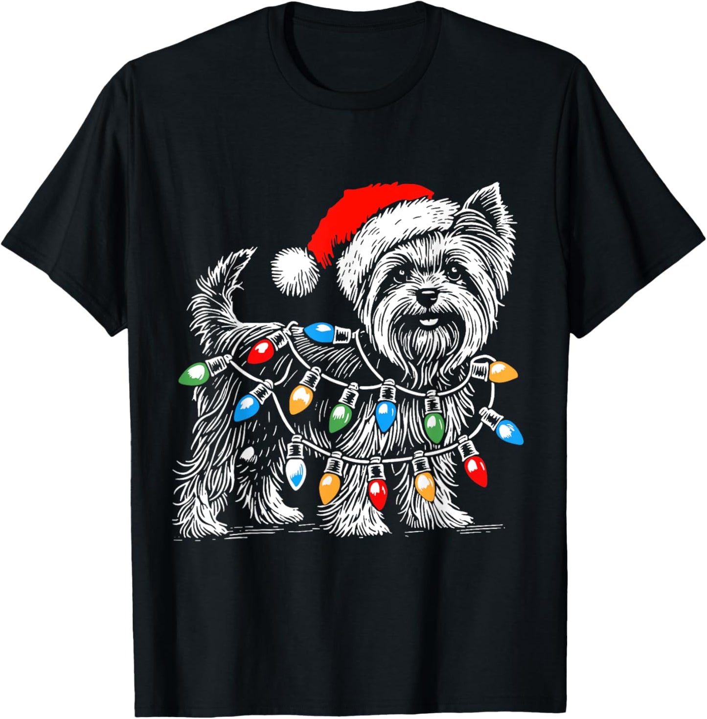 Yorkshire Terrier Christmas Lights Decorations Yorkie Dog PJ