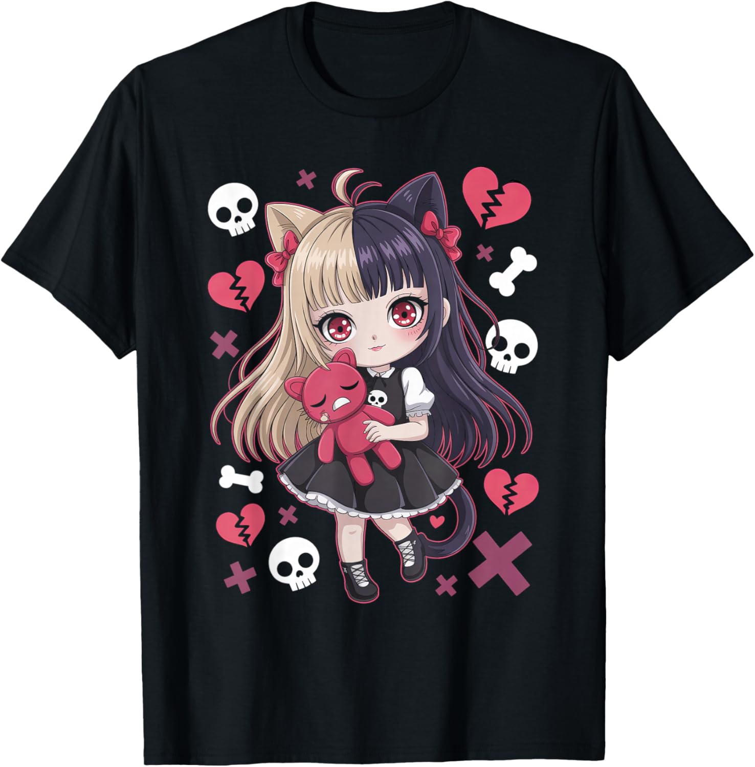 Goth Emo Girl with Teddybear Gothic Chibi Anime Girlie