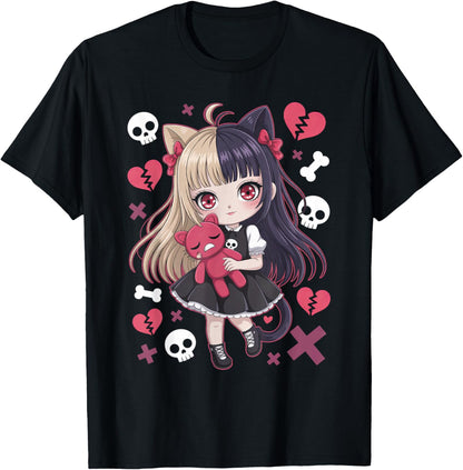 Goth Emo Girl with Teddybear Gothic Chibi Anime Girlie
