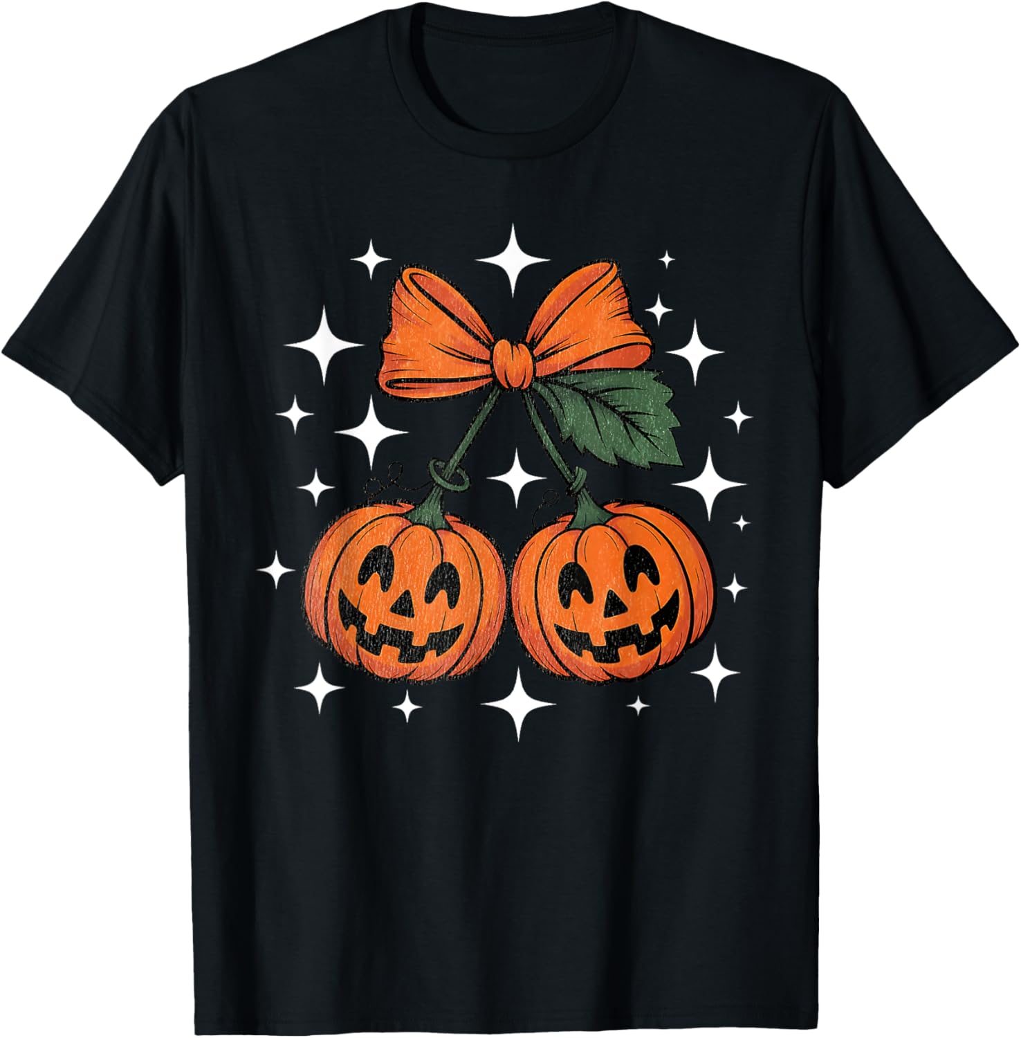 Cherry Pumpkin Bow Coquette Halloween Spooky Season Girl Kid T-Shirt