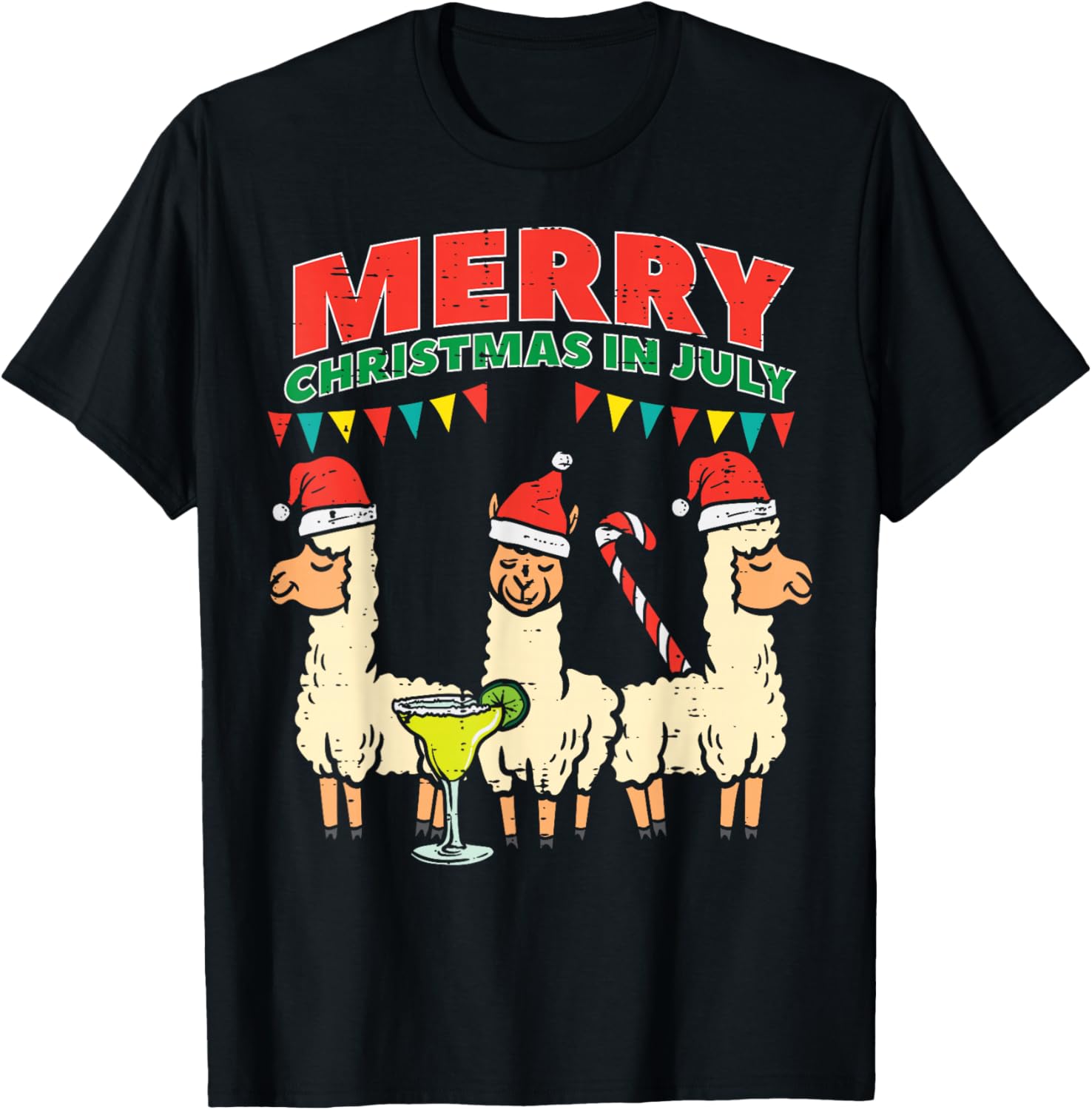 3 Llamas Merry Christmas In July Funny Summer Xmas Alpaca