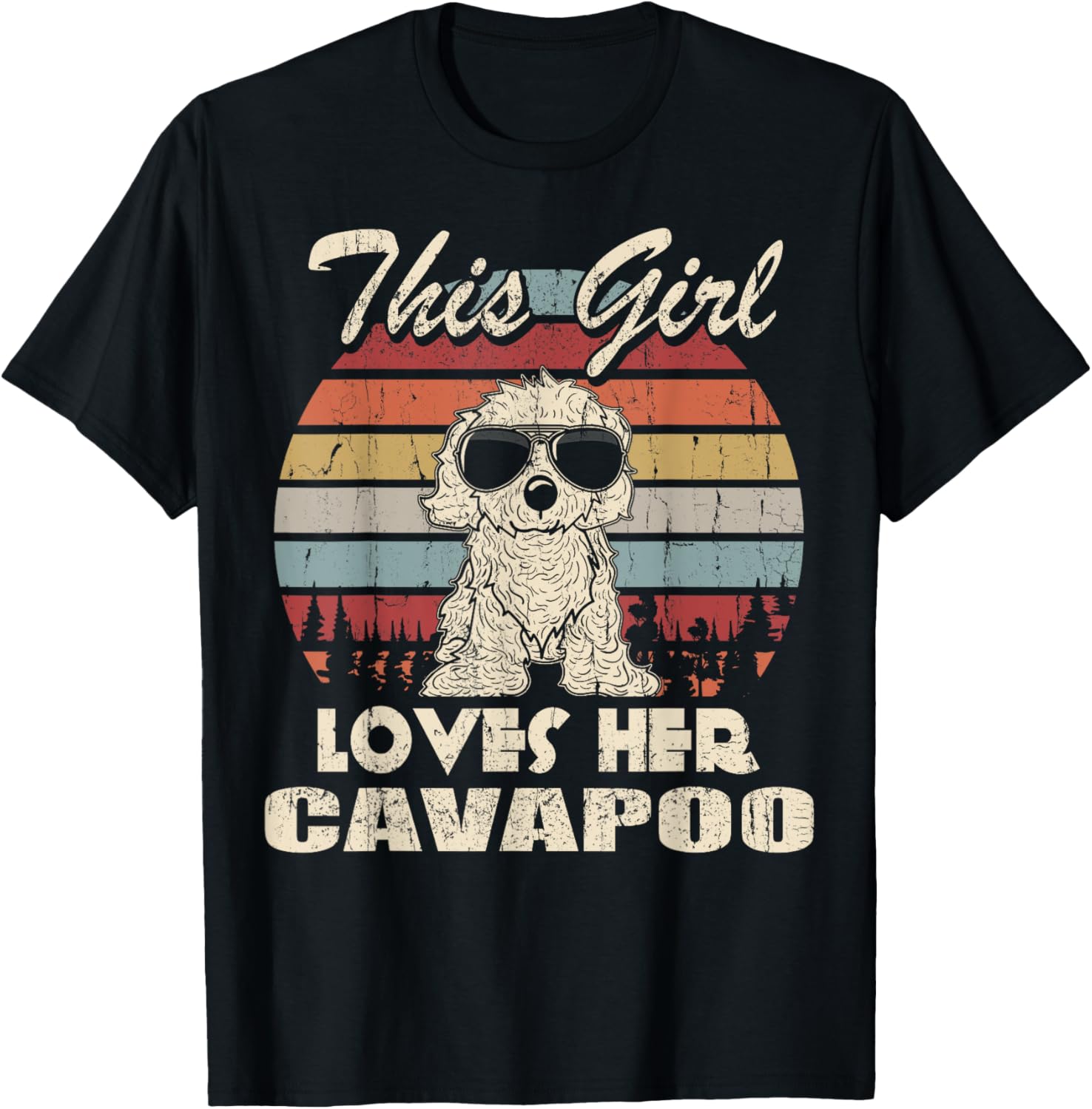 Cavapoo Girl Cool Vintage Retro for Dog Mom T-Shirt