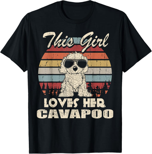 Cavapoo Girl Cool Vintage Retro for Dog Mom T-Shirt