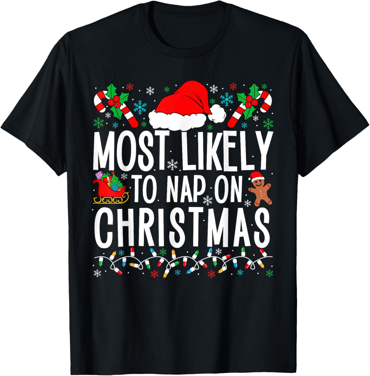 Most Likely To Nap On Christmas Funny Matching Family Xmas