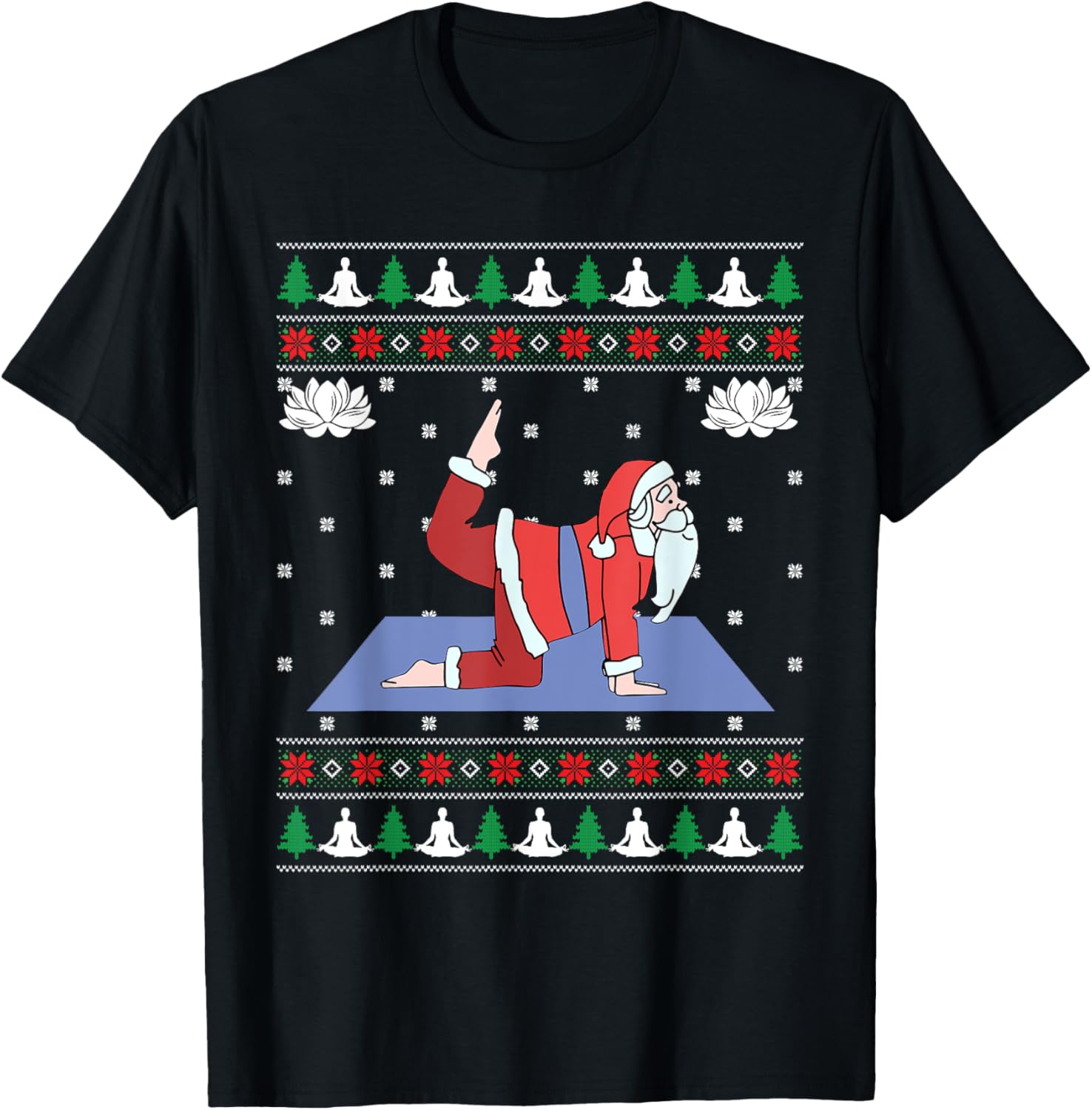 Cute Yoga Pose Santa Ugly Christmas Sweater Xmas Lovers
