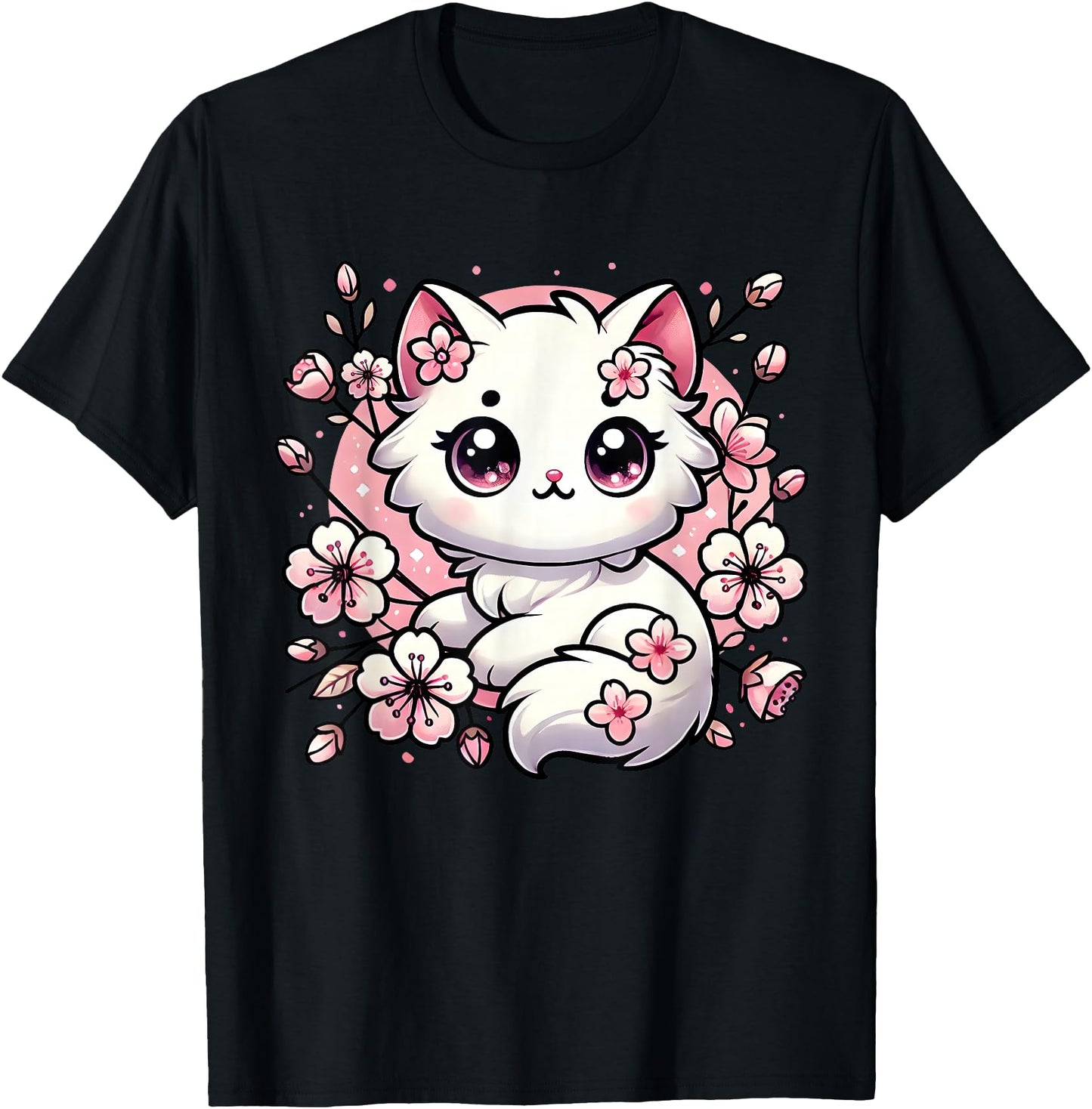 Cute Kawaii Cat Cherry Blossoms Kitten Lover Gift Women Girl