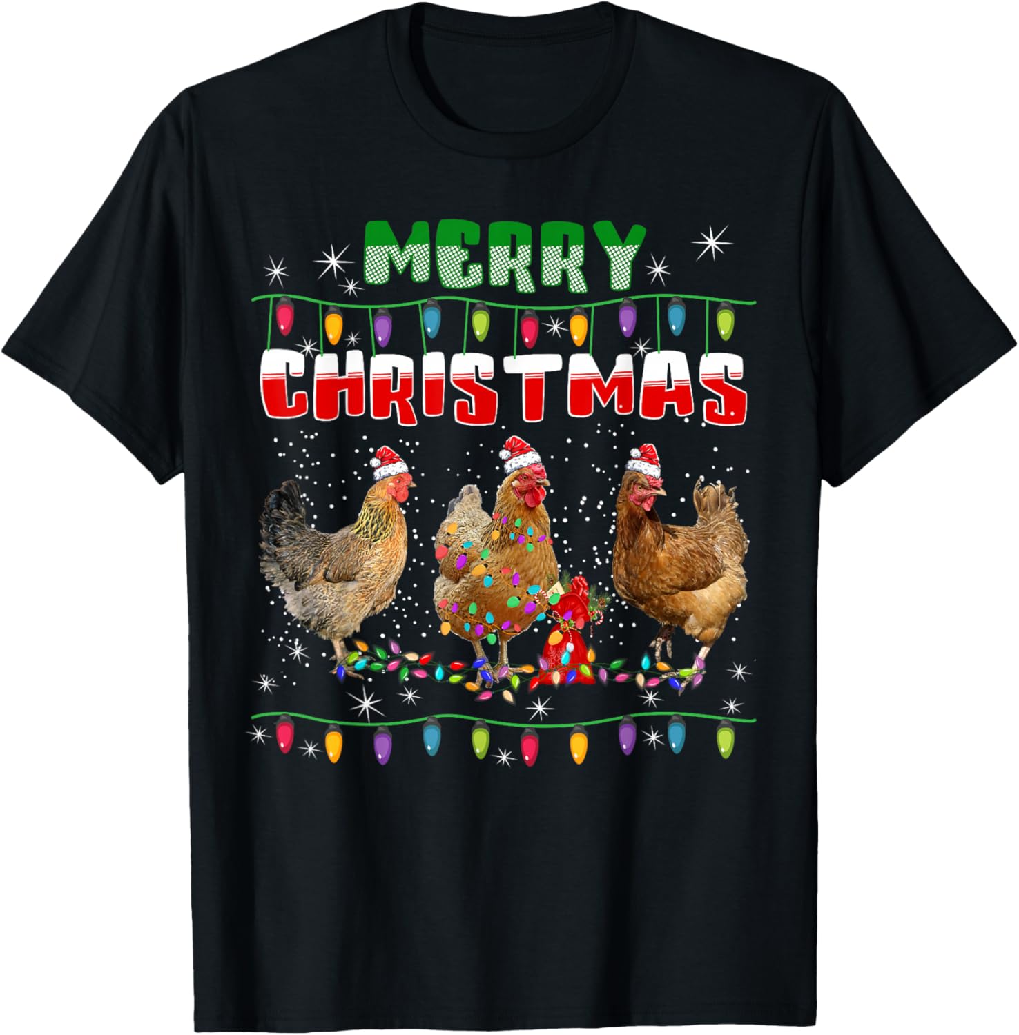 Funny Christmas Pajamas Matching Family Chicken Christmas Lights Merry Xmas