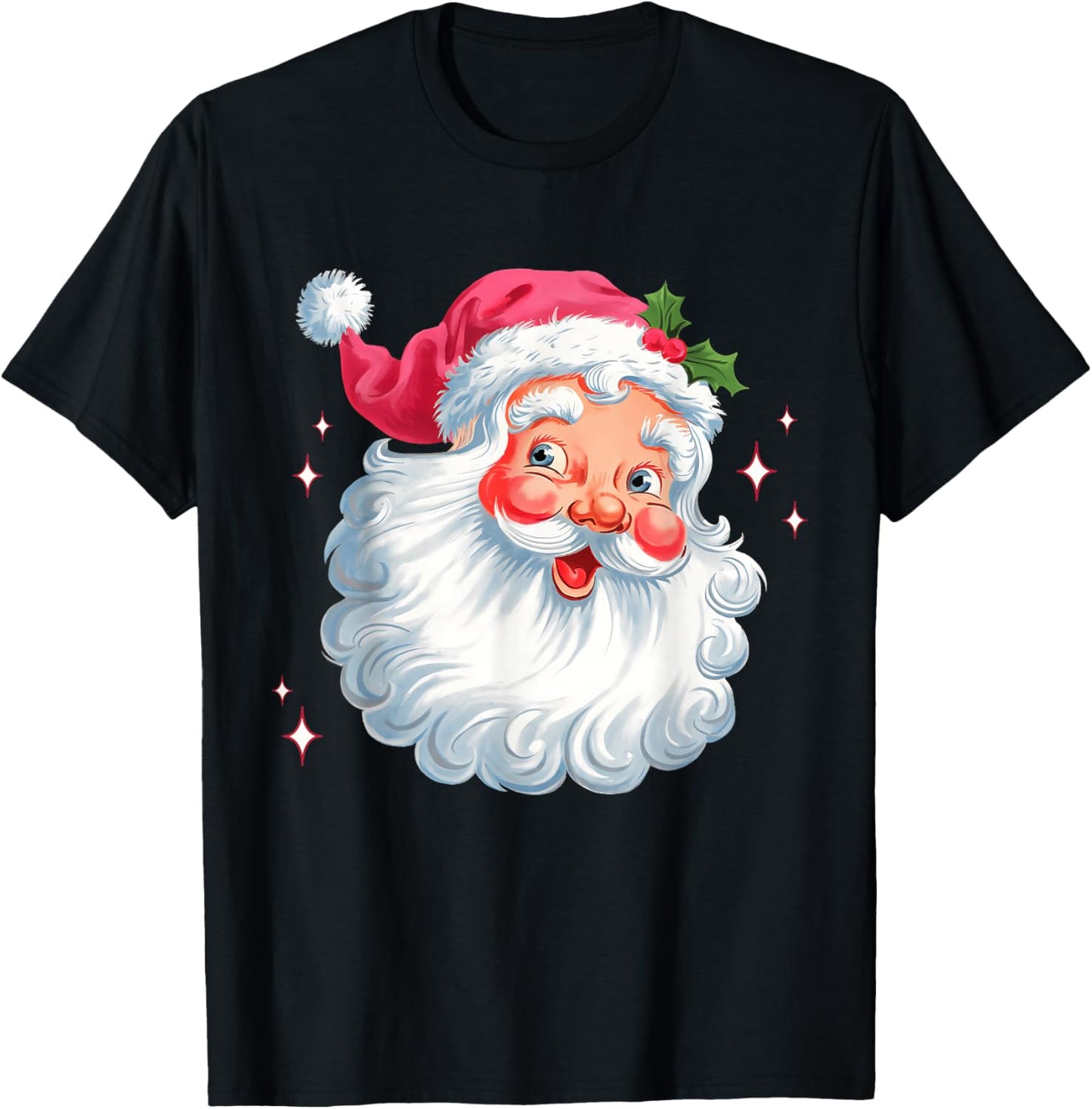 Vintage Pink Santa Christmas Santa Claus Face Xmas Women Kid