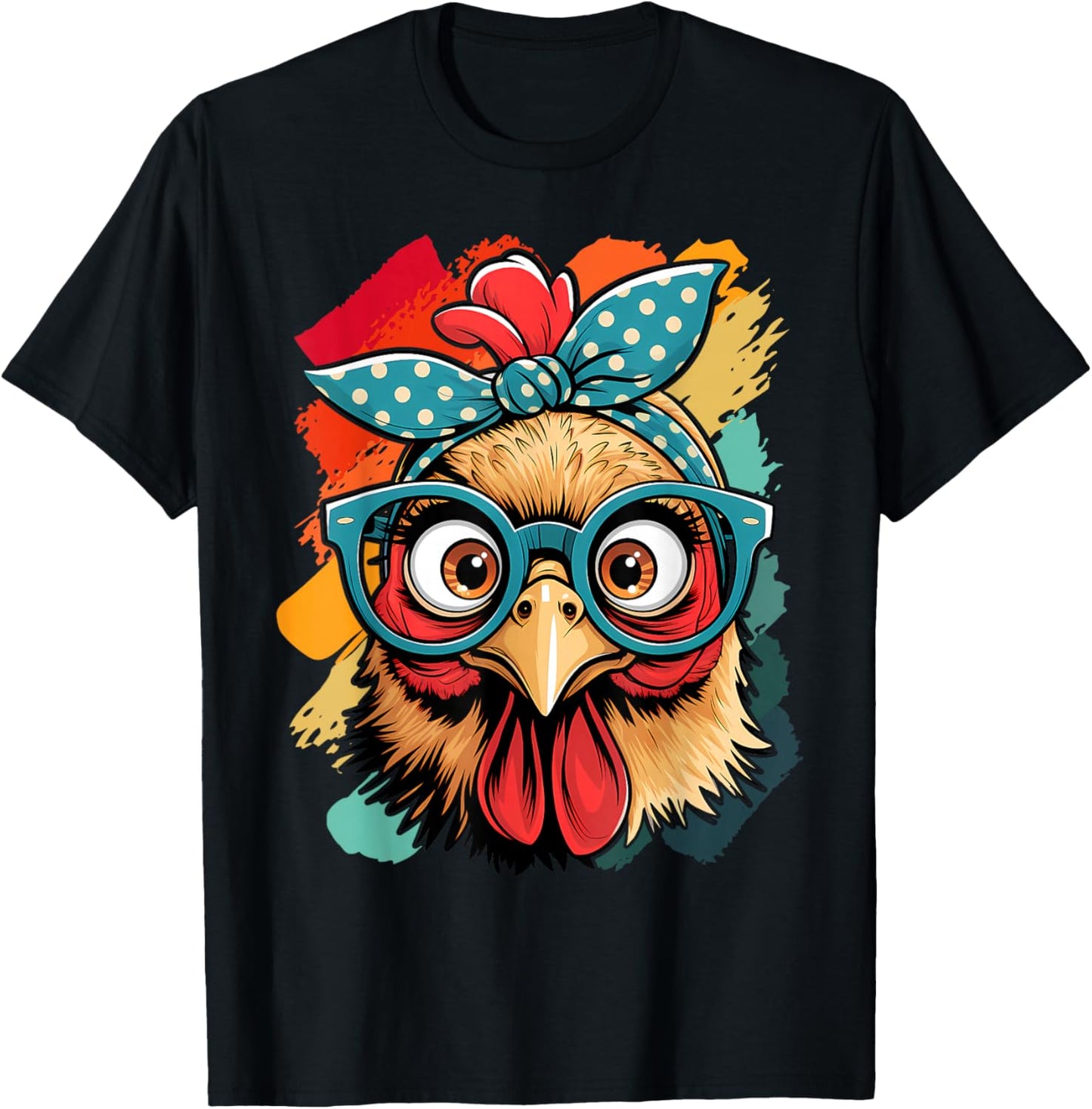cute Women Girl Chicken With Bandana Headband and Glasses