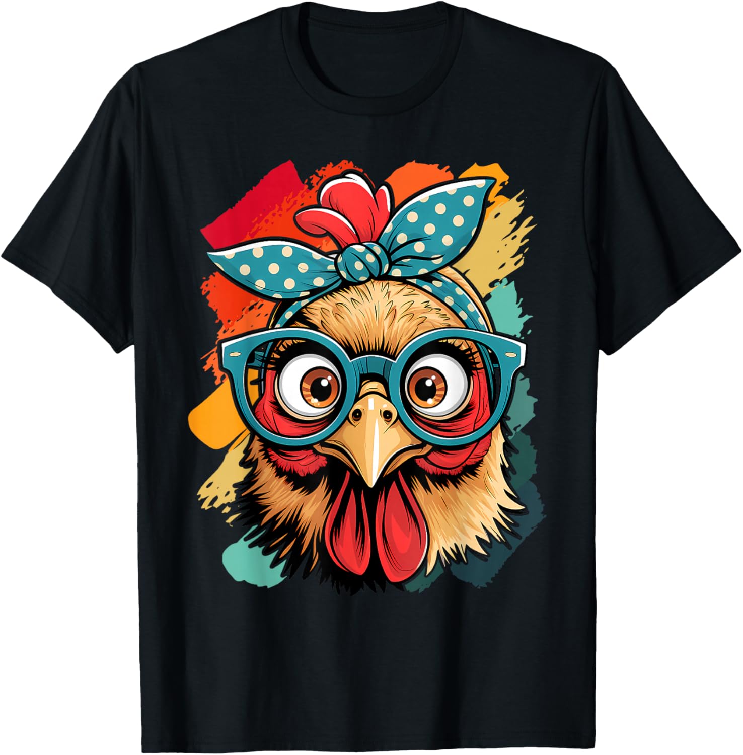 cute Women Girl Chicken With Bandana Headband and Glasses
