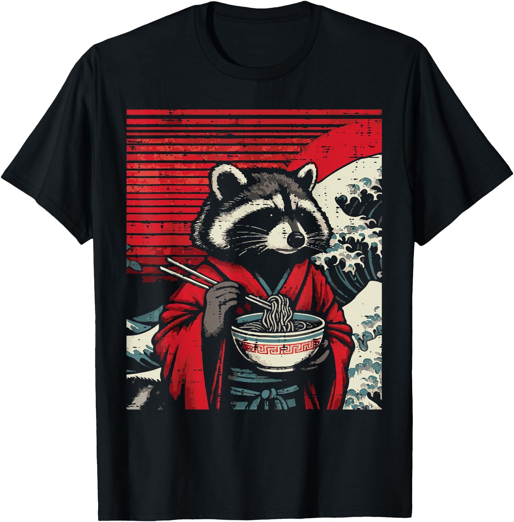 Raccoon Kimono Eating Ramen Japanese Food Art Men Women