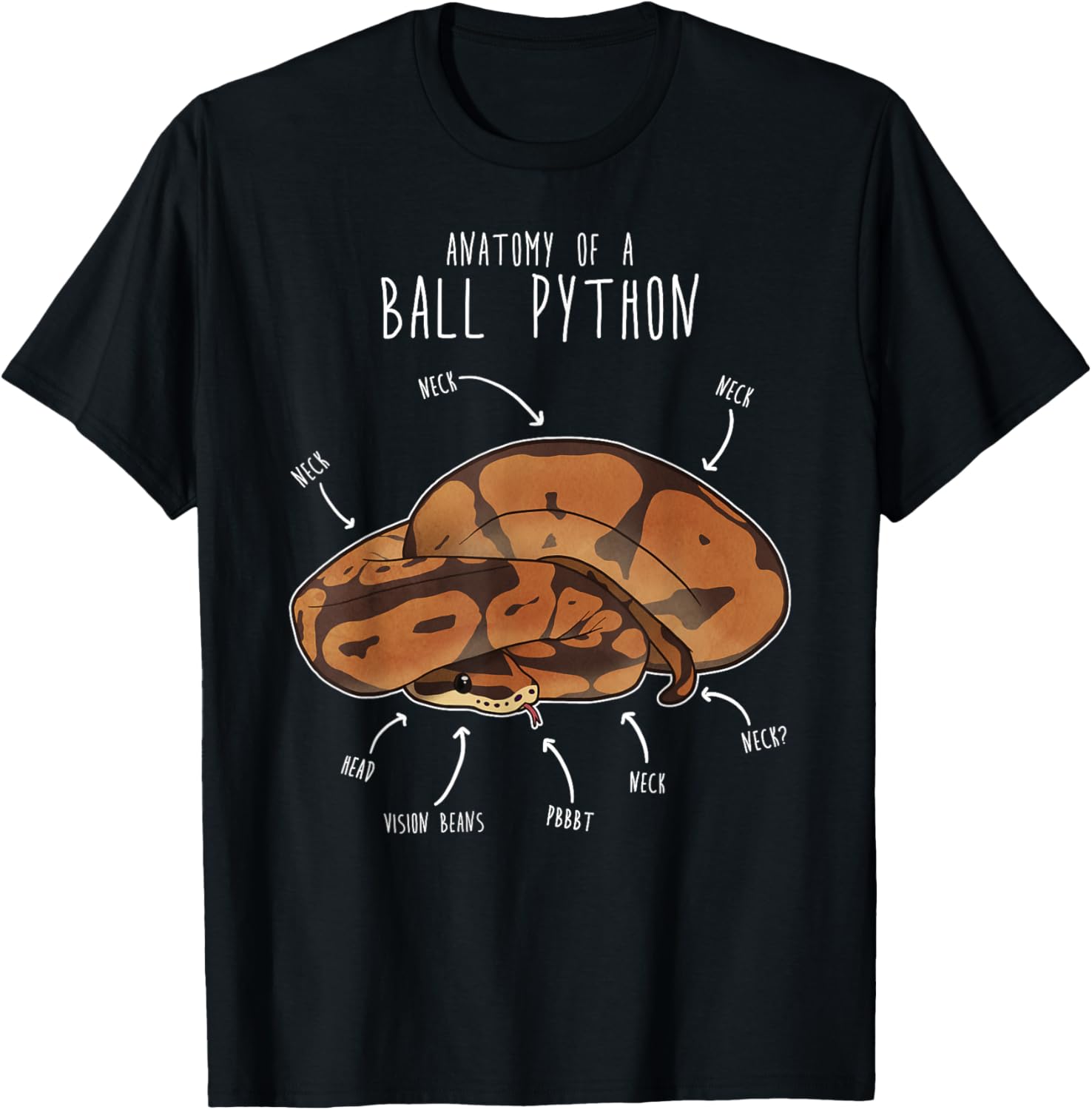 Anatomy of a Ball Python, Funny Pet Reptile Snake Lover T-Shirt