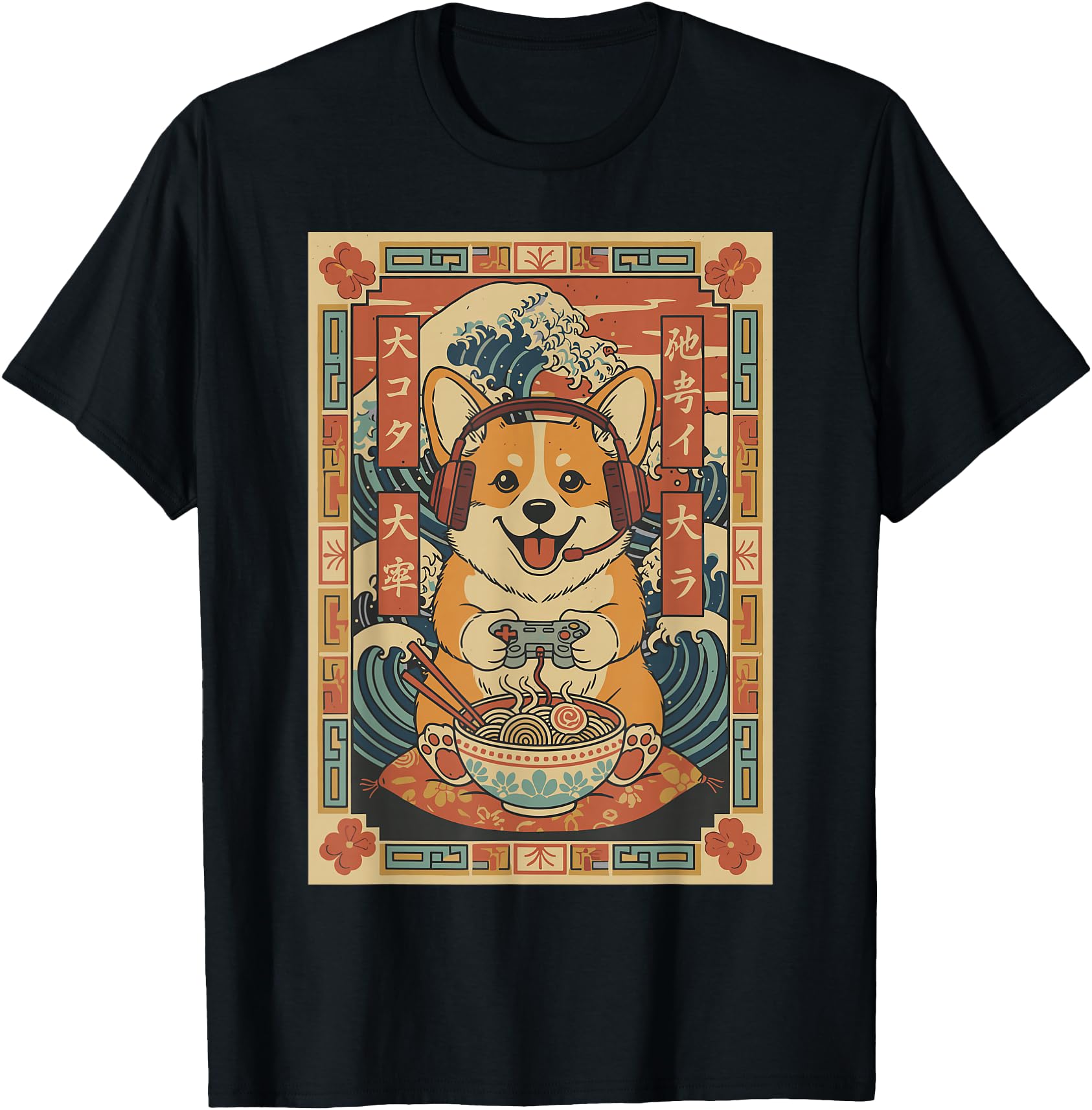 Cute Kawaii Gamer Corgi Dog Japanese Ramen Gaming Boys