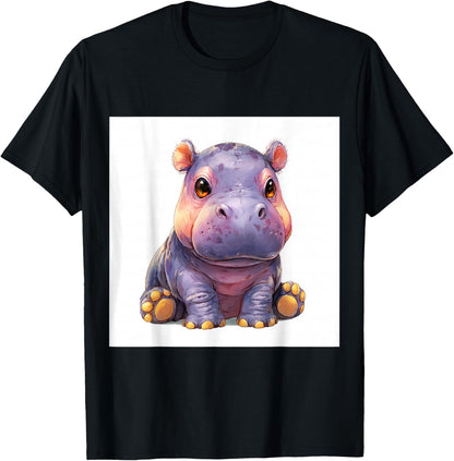 Cute Cartoon Hippo Chibi Style Cute Baby Hippo