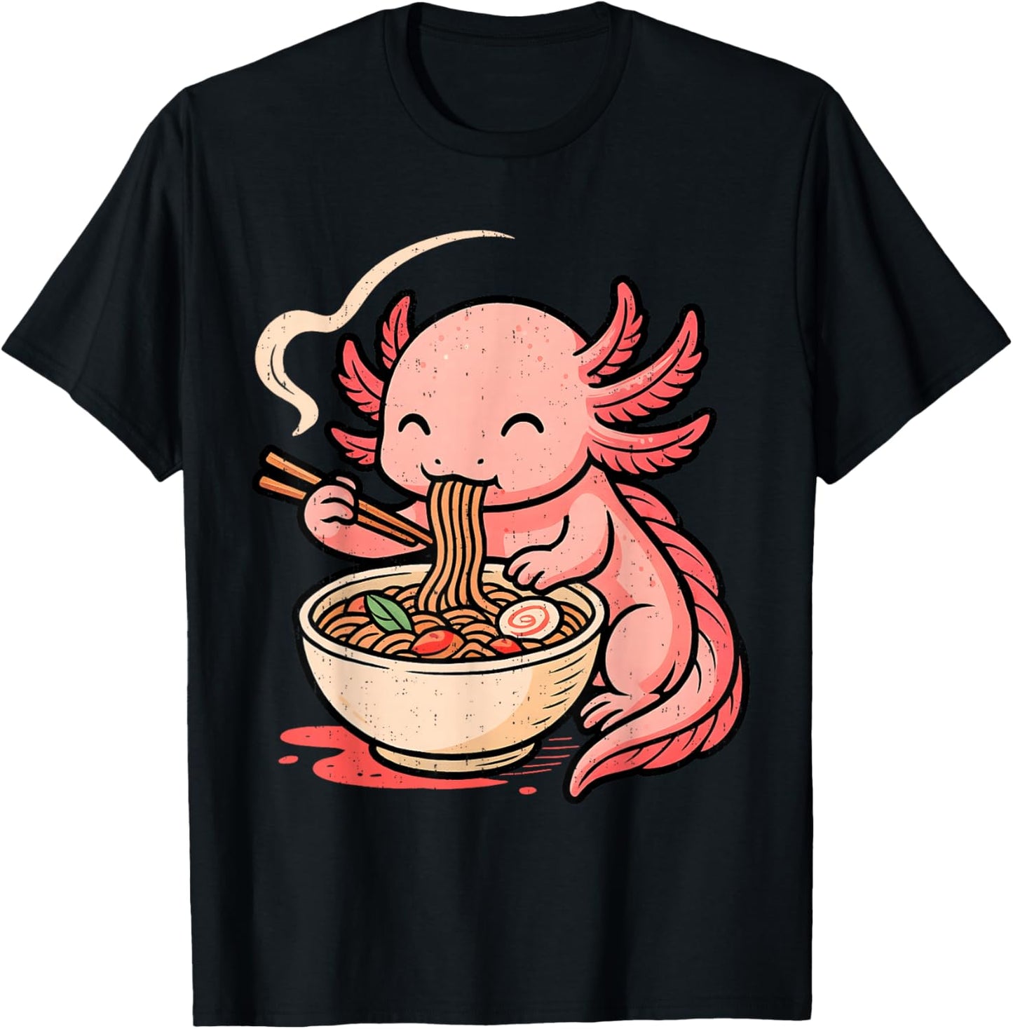 Funny Axolotl Noodle Anime Kawaii Animal Eating Ramen