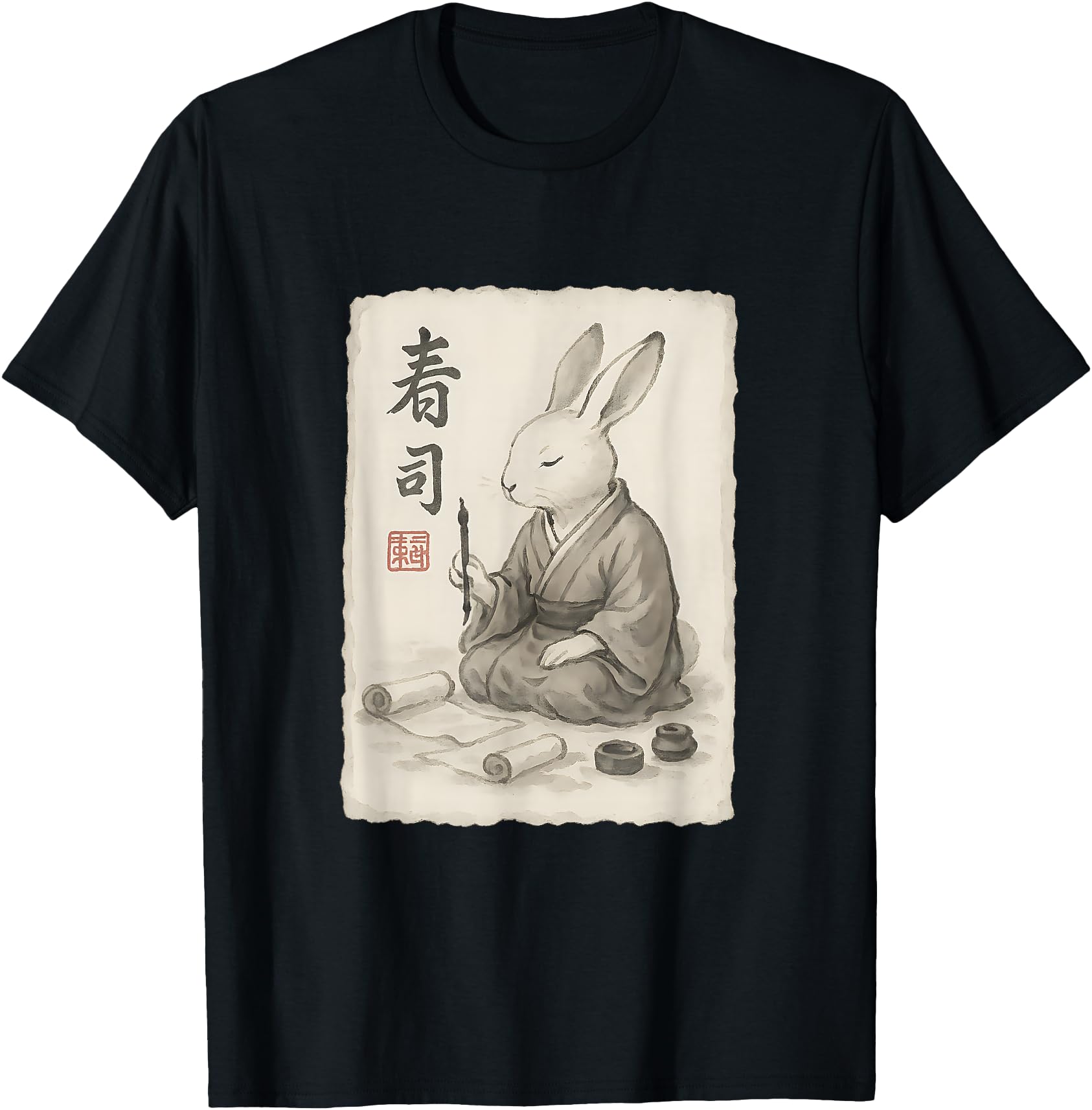 EdoEra Sumie Rabbit Calligrapher Art Vintage Japanese