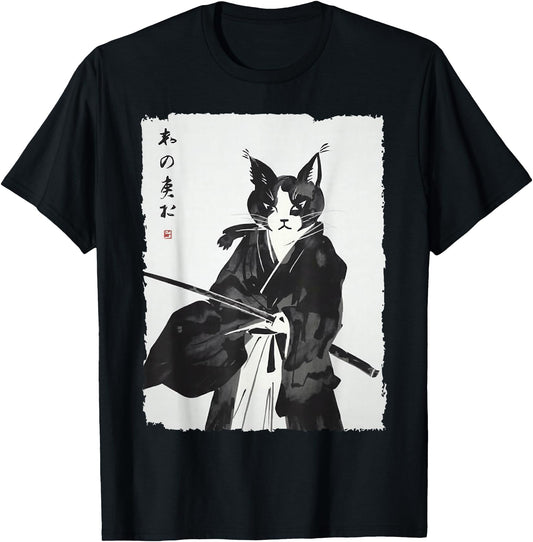 Cat Samurai Warrior Vintage Ukiyo-e Art Japanese Katana