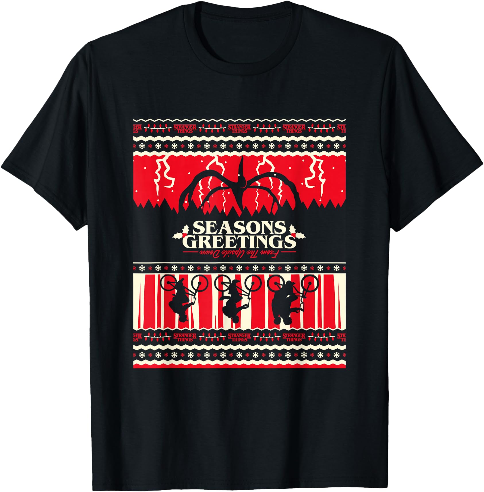 Stranger Things Christmas Seasons Greetings Upside Down Logo