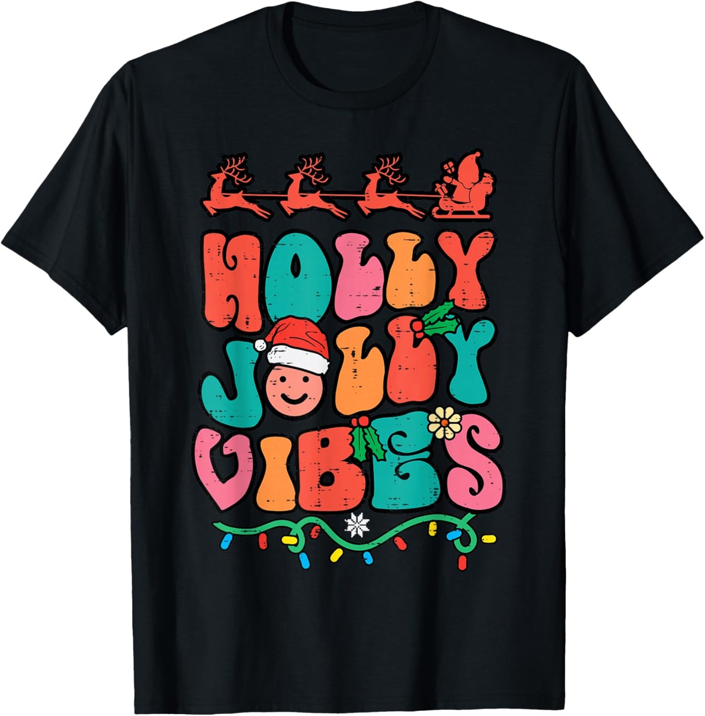 Groovy Christmas Jolly Holly Vibes Retro Xmas Men Women Kids