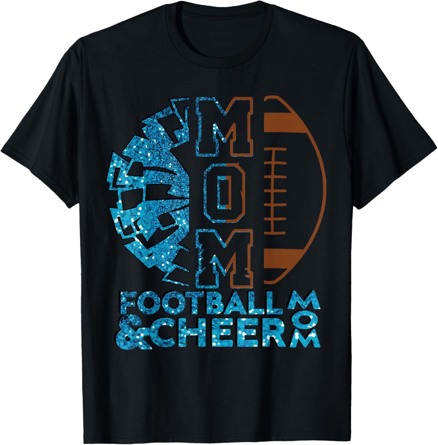 Cheer Football Cheerleading Mom Of Both Messy Bun Bleached T-Shirt