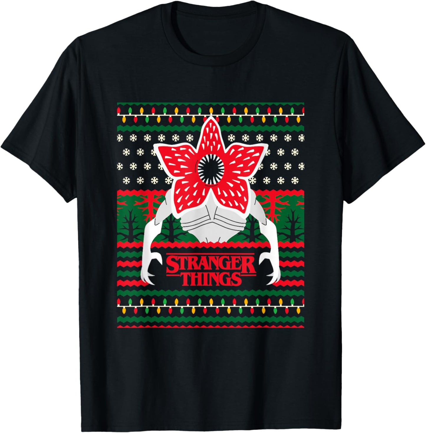 Stranger Things Christmas Epic Demogorgon Ugly Sweater Logo