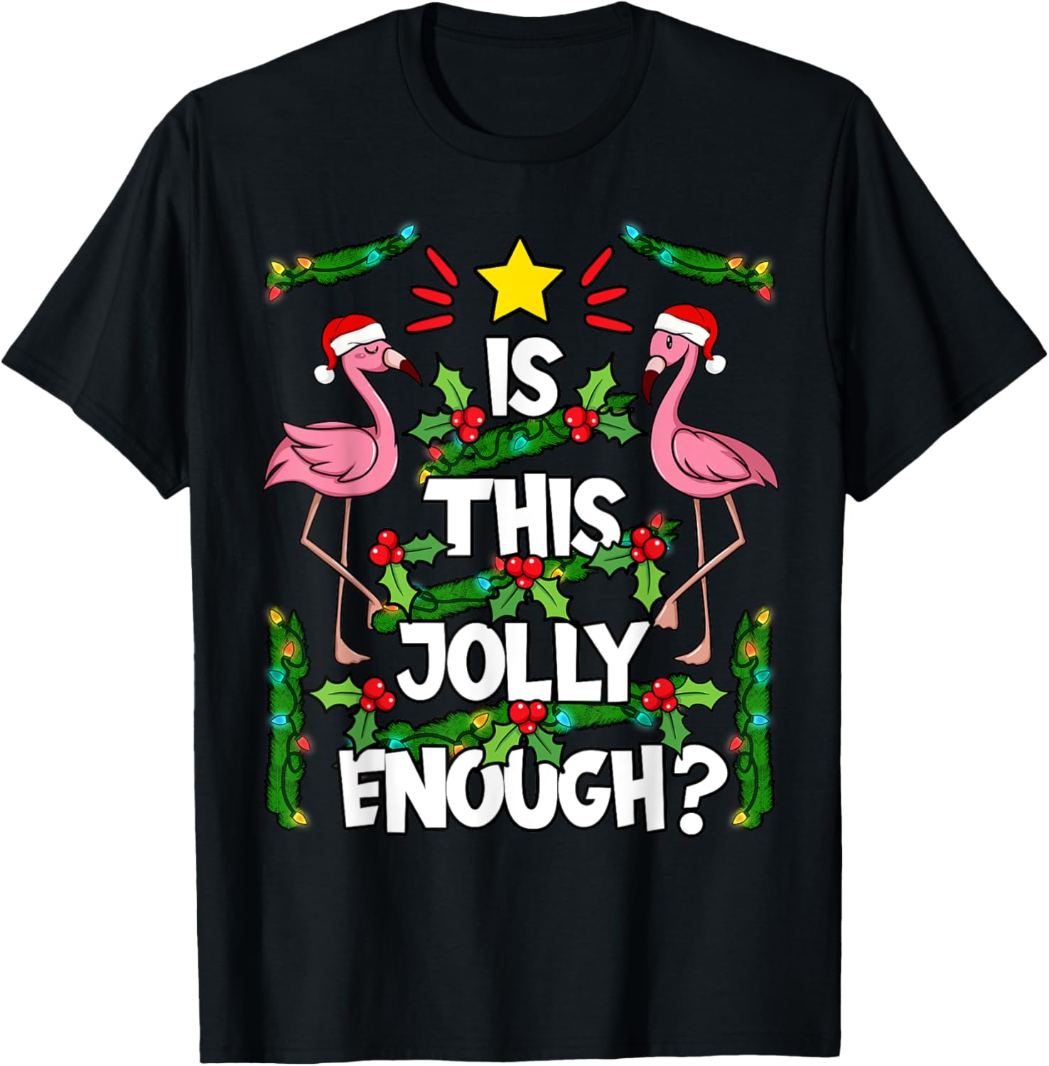 Christmas Tree Pink Flamingo Holiday Santa Hat Xmas