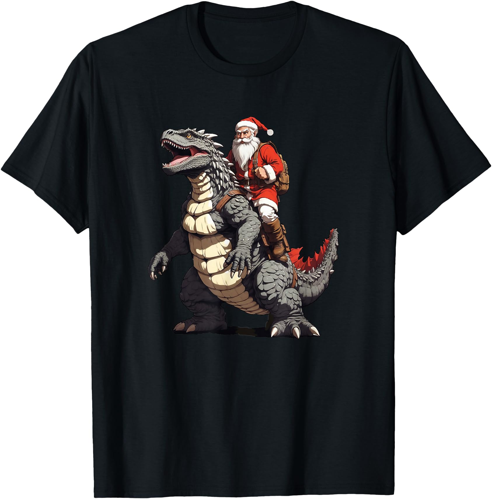 Santa Riding The Japanese Monster Kaiju for Christmas