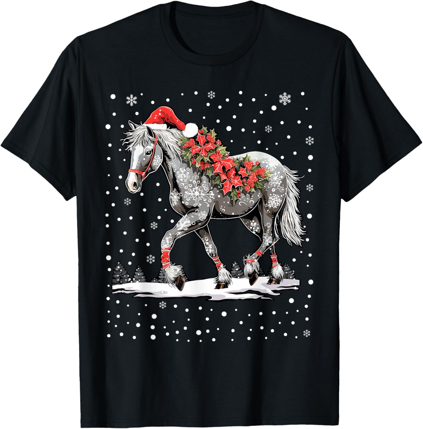 Cute Horse Christmas Santa Hat Xmas Pony Pajama
