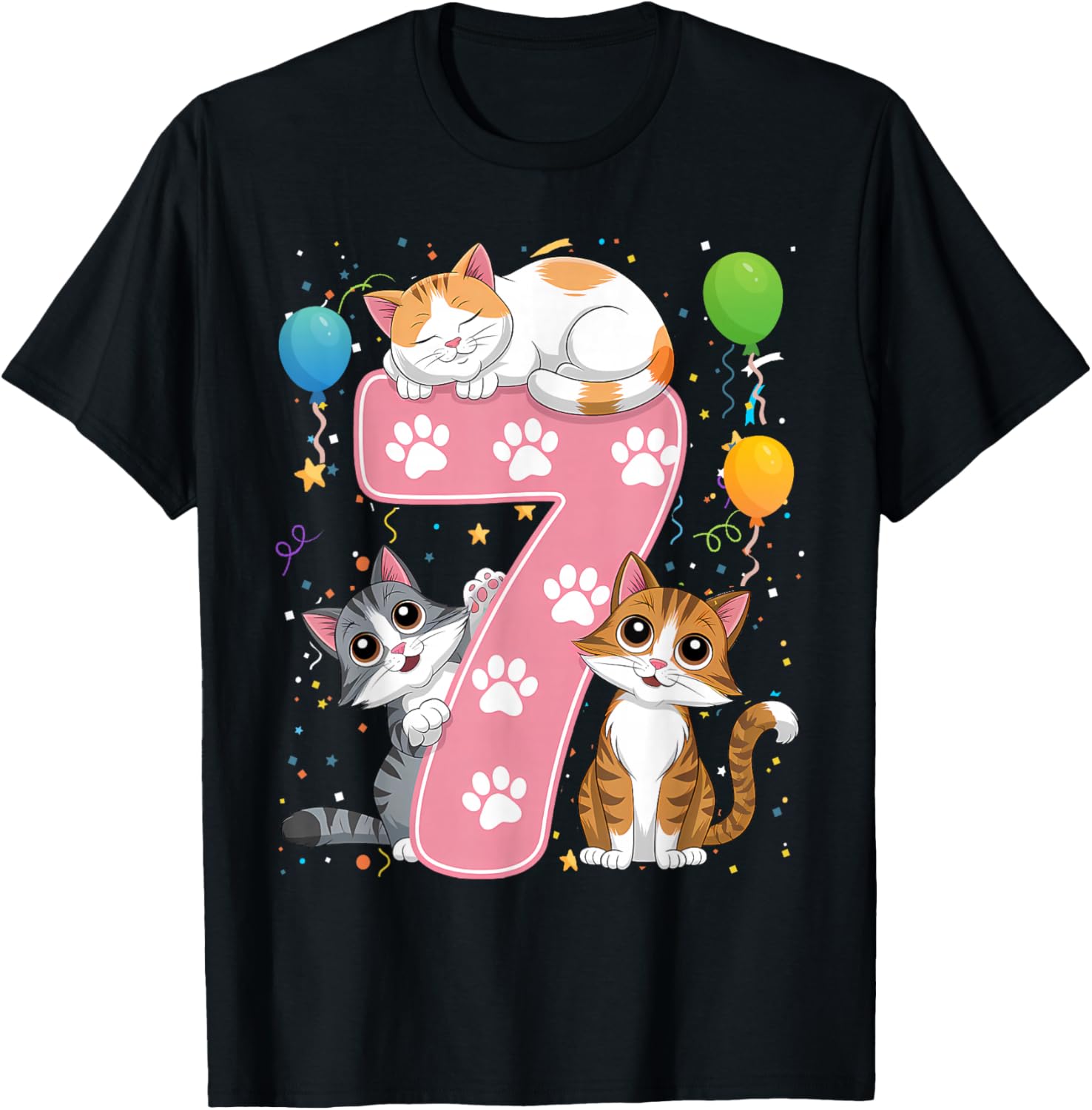 Kids 7th Birthday Girl Cats Outfit 7 Years Old