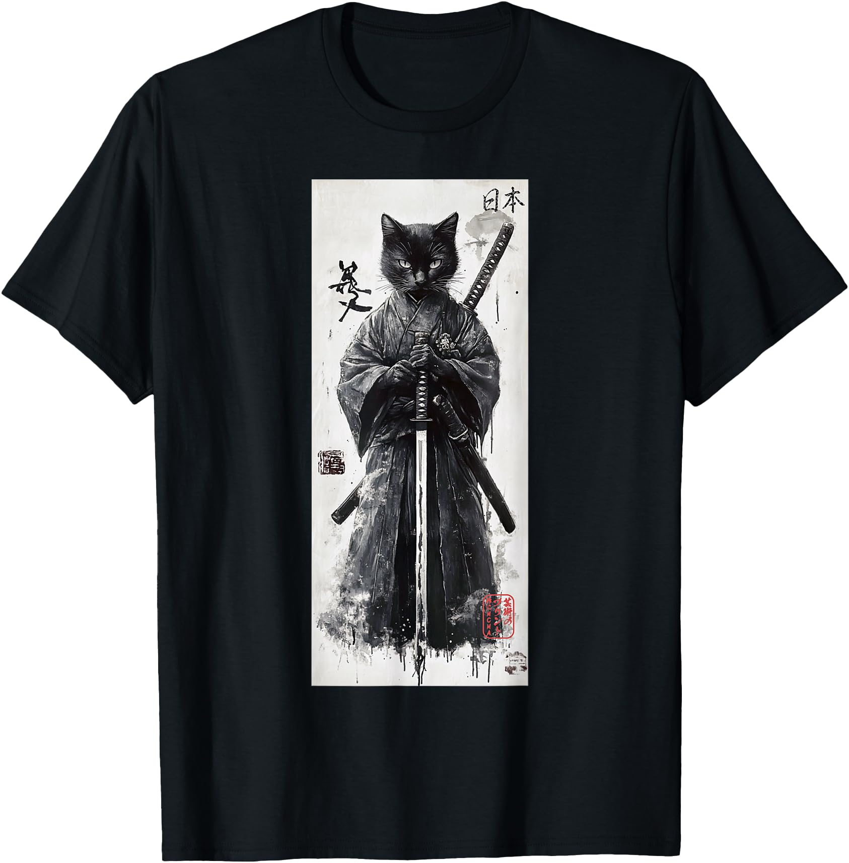 Samurai Cat Aesthetic - Japanese Streetwear Lofi Design T-Shirt for Men Women Girls