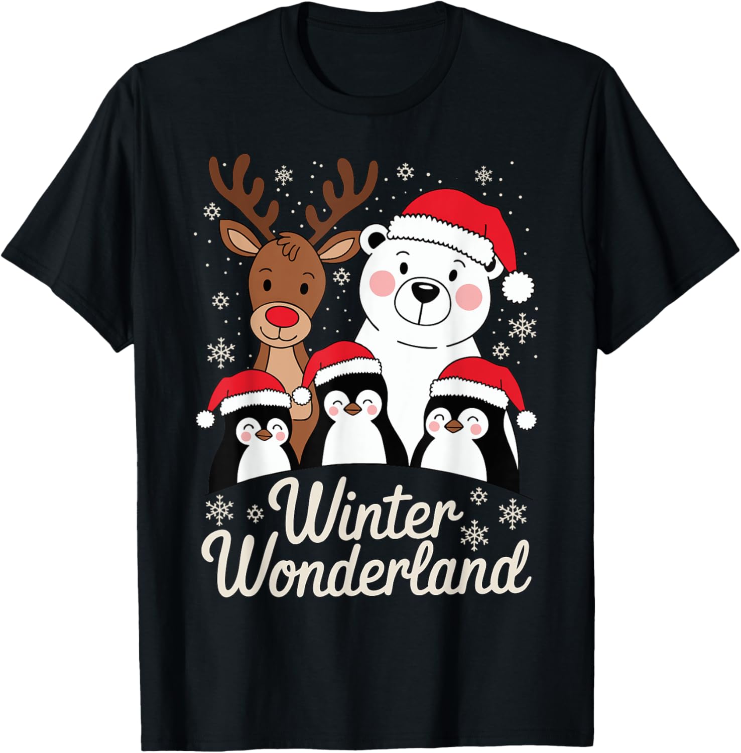 Winter Wonderland Reindeer Polar Bear Penguin Xmas Art