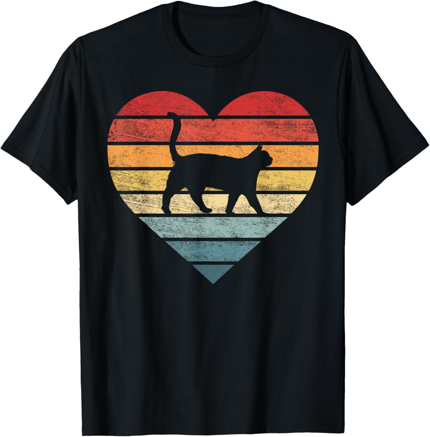 Cat Lover Gifts Vintage Pet Owner Kitty Heart Silhouette T-Shirt