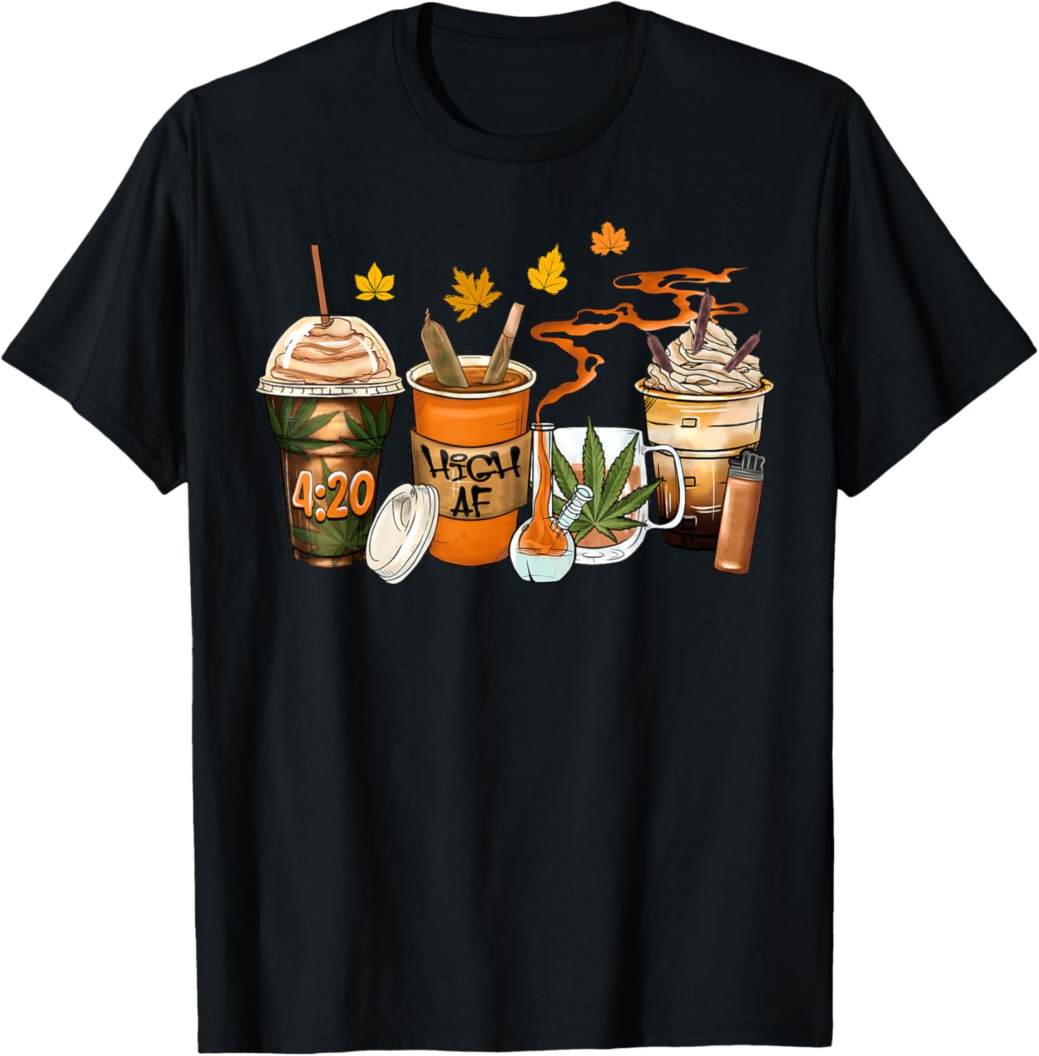 420 Marijuana Thanksgiving Weed Bong Pipe Pumpkin Spice Fall T-Shirt