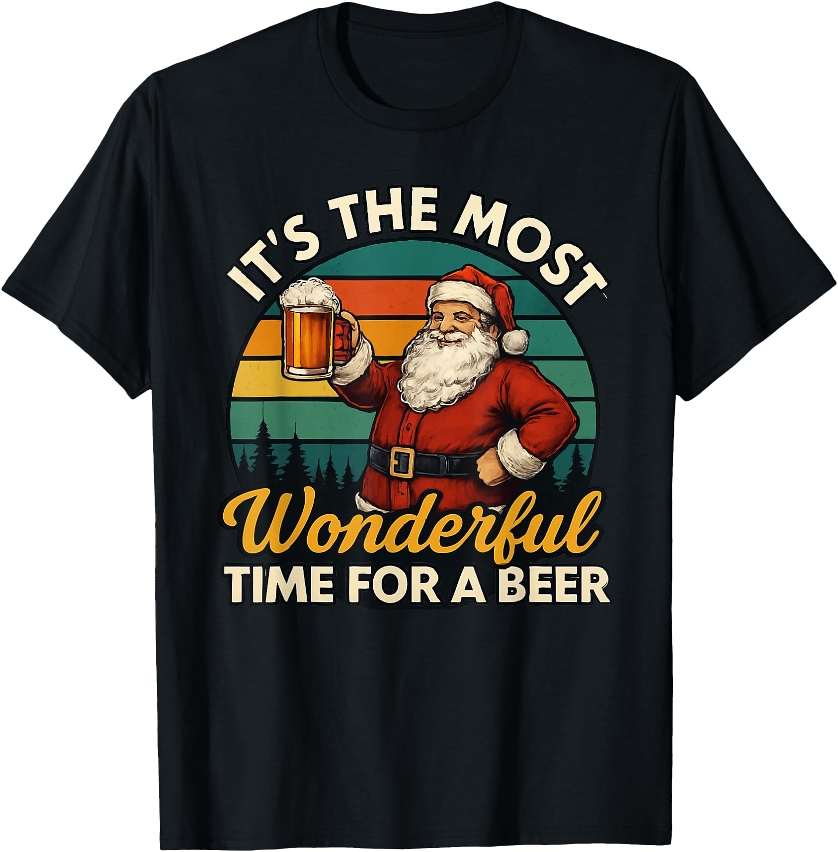Funny Santa Beer Christmas Retro Holiday Drinking Tee