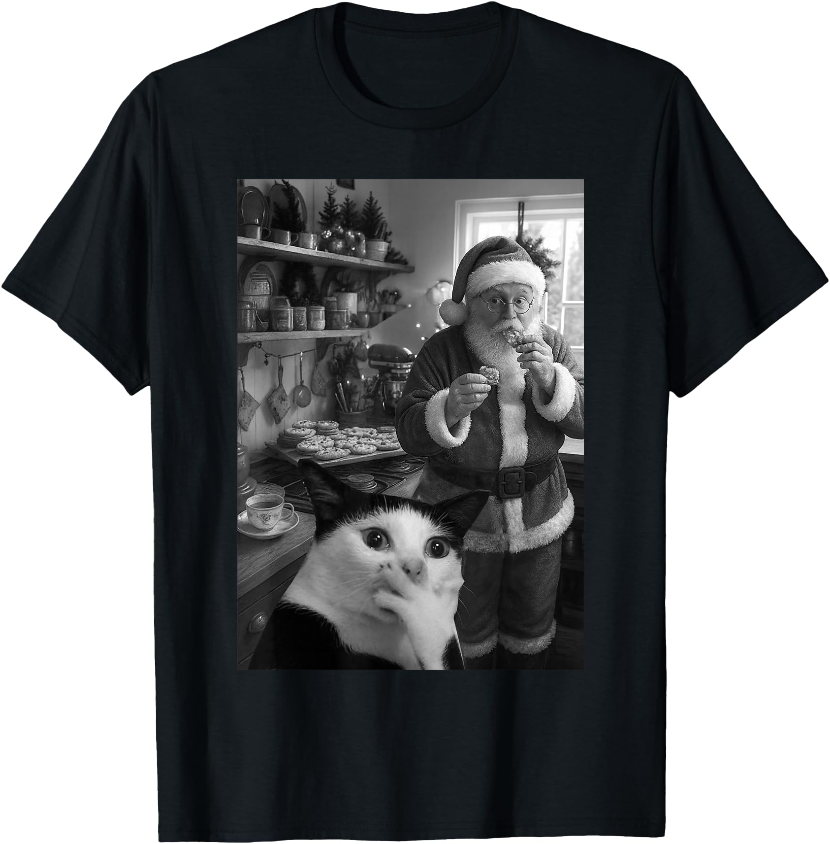 Cat Taking A Selfie Santa Christmas Xmas Pajamas Holiday