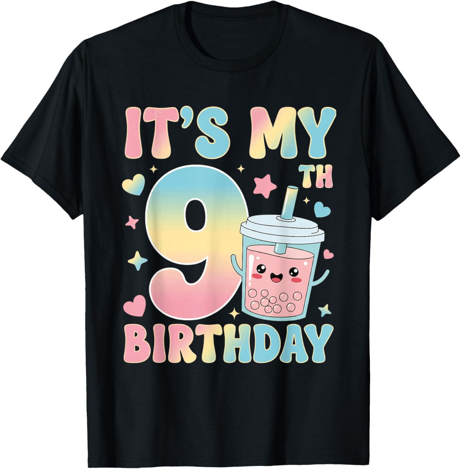 It's My 9th Birthday Bubble Boba Tea Party 9 Year Old Girl