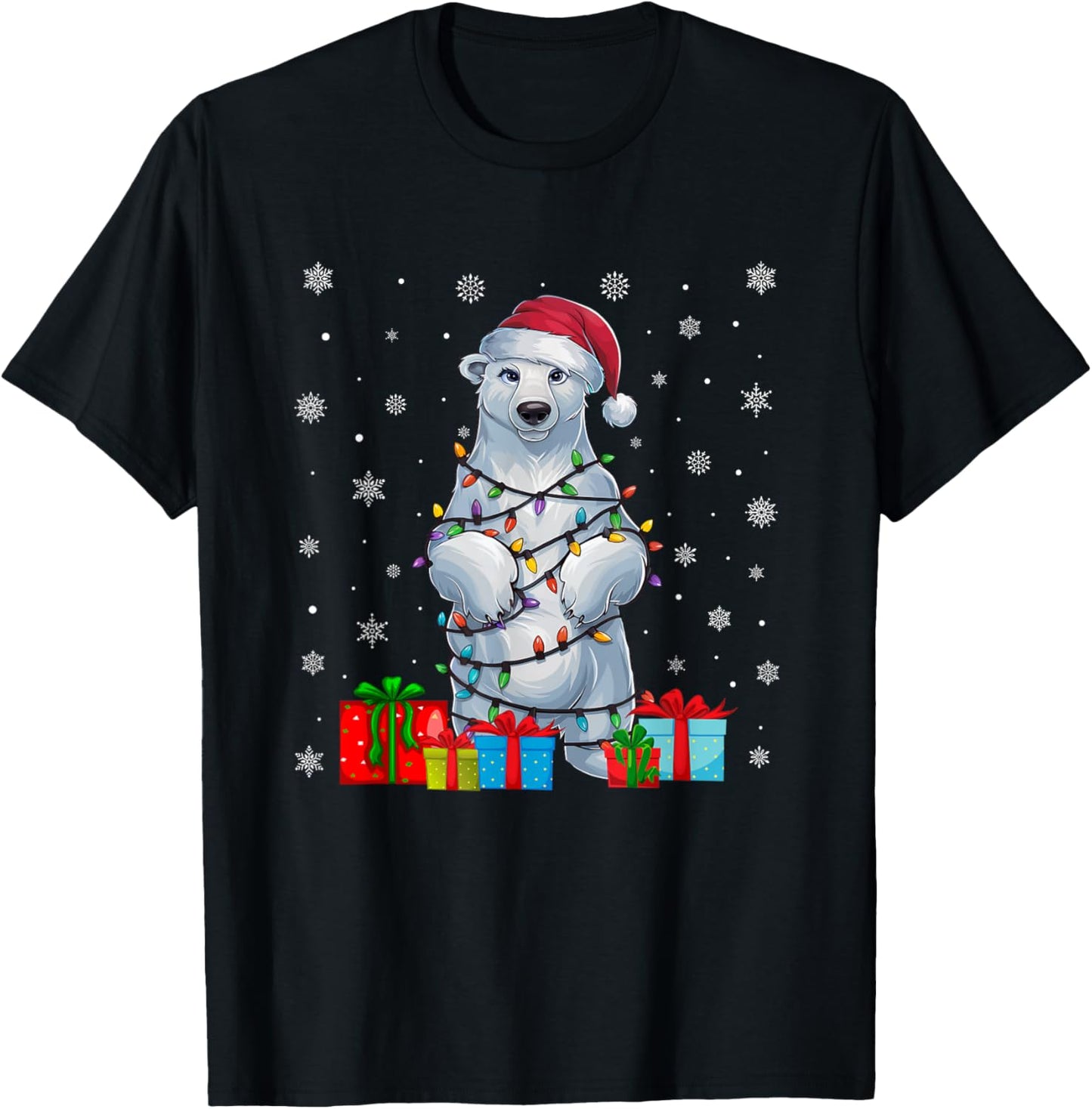 Polar Bear Ugly Xmas Lights Santa Hat Polar Bear Christmas