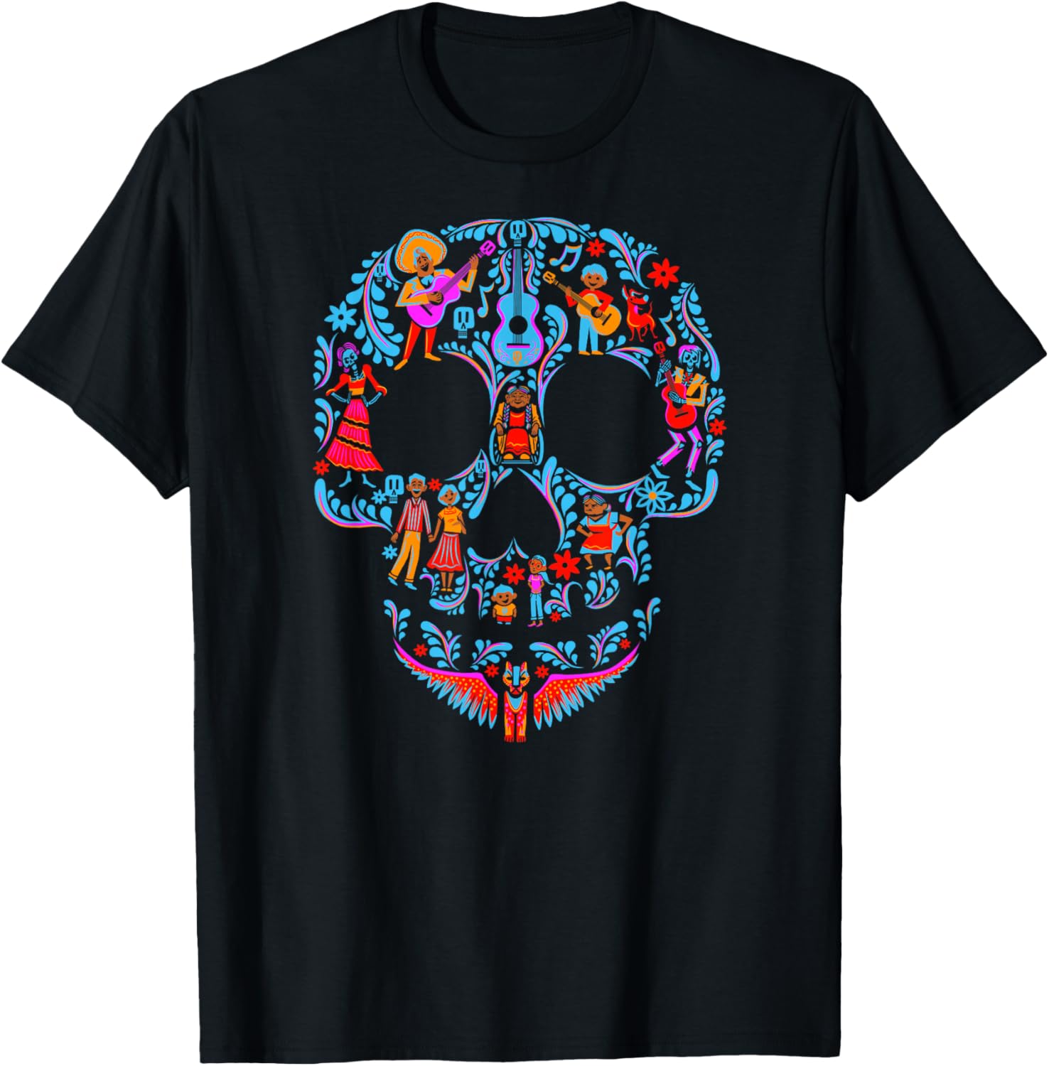 Disney Pixar Coco Classic Day Of The Dead Skull Collage Logo