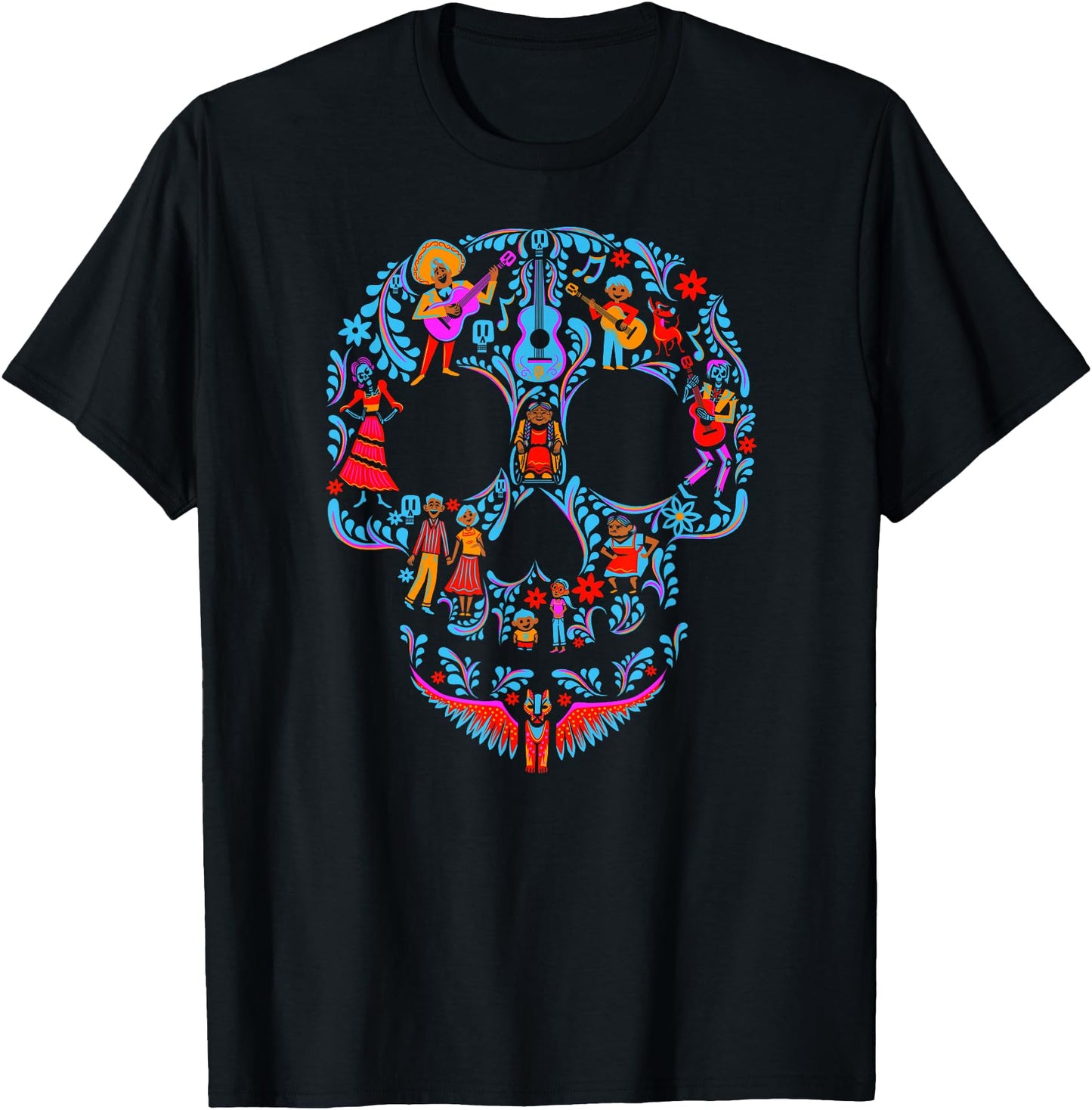 Disney Pixar Coco Classic Day Of The Dead Skull Collage Logo