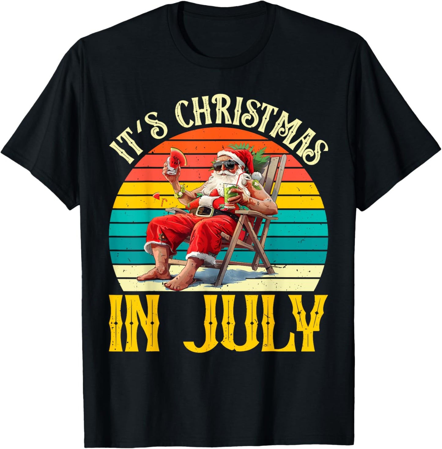 Santa Summer Fruit Funny Christmas In July Summer Xmas T-Shirt for Men Women